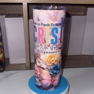 20oz Spanish Tumbler “Todo lo puedo en Cristo que me fortalece. Filipenses 4:13